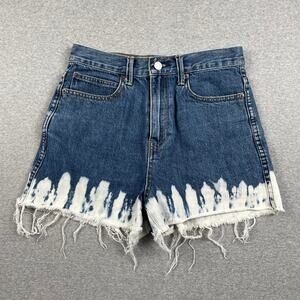 Gap Denim Shorts Womens 27 Blue High Rise Jean Bleached Frayed Hem Medium Wash